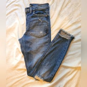 Express Original Denim High Rise Distressed Ankle Legging - 2L